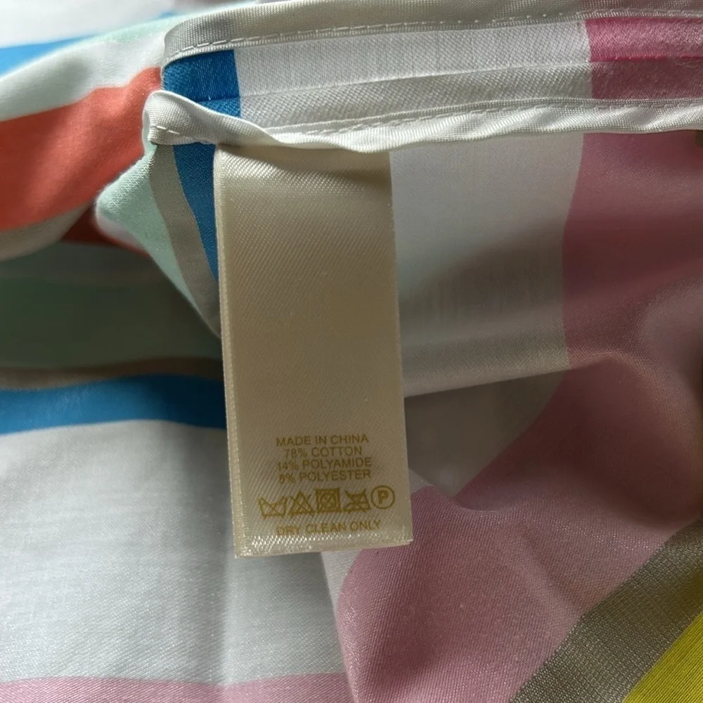Kate Spade Ribbon Cape Rainbow Stripe Skirt Rainbow Pleated Midi Sz 12 NEW